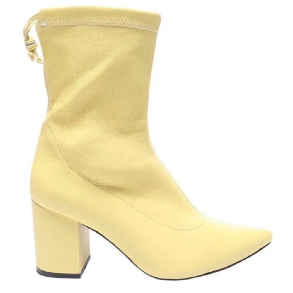 NIB Anine Bing Chloe Leather Ankle Boots Popcorn Yellow Size 37/ US 7